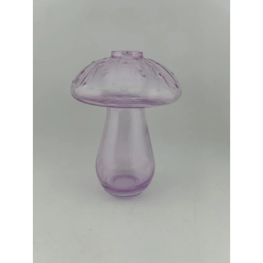 Purple Glass Mushroom Vase Small Novelty Home Decor Accent‎
